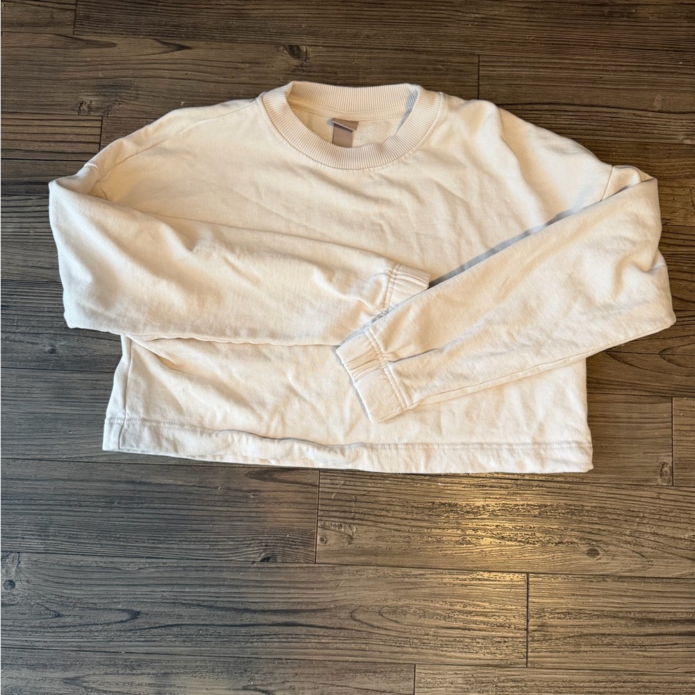 H&M Off-White Ribbed Collar Sweatshirt - Picture 3 of 6